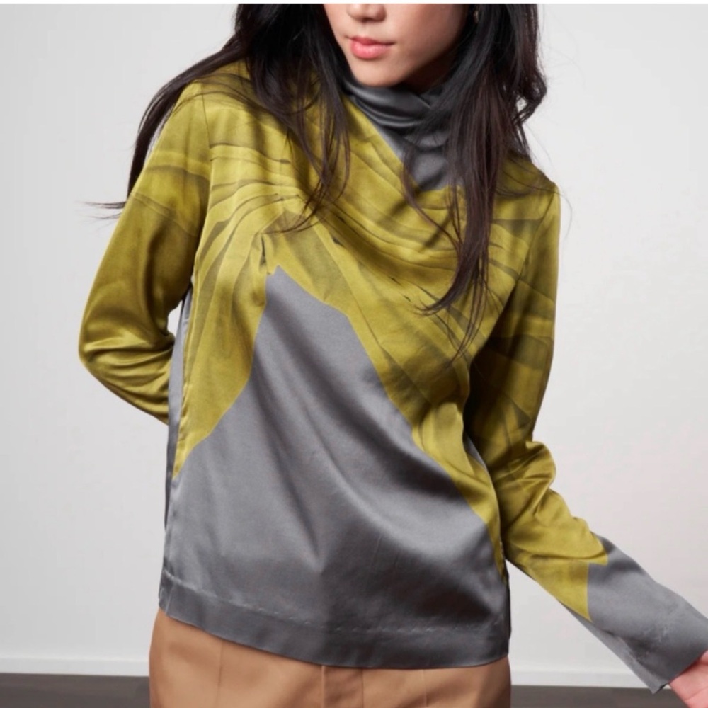 Dries Van Noten Olive and Gray Cowl Neck Sweater size 44